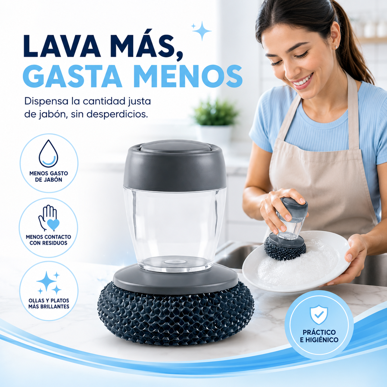 🚿 Lava tus platos más rápido y sin desperdiciar jabón desde el primer uso