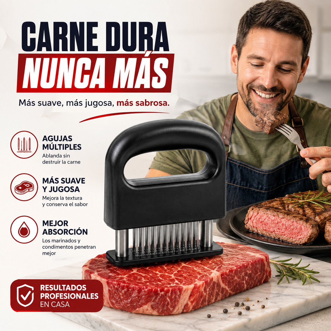 🥩 Convierte cortes duros en carnes suaves y jugosas en minutos