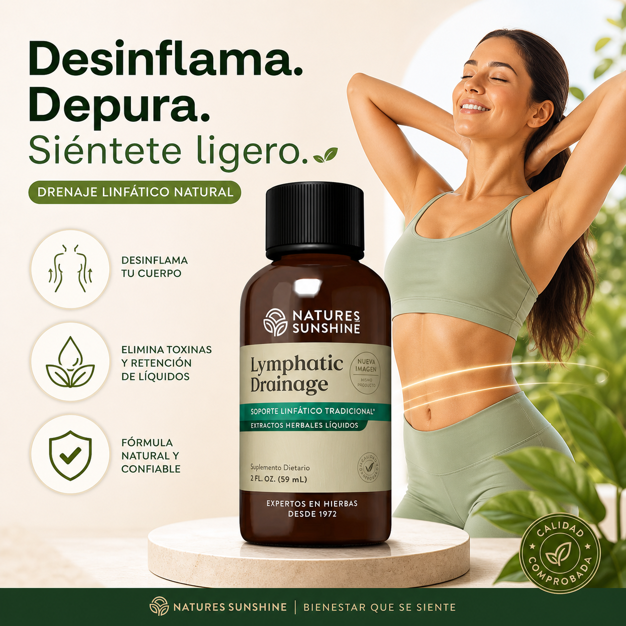 Desinflama tu cuerpo y siéntete más ligera en días I Nature sunshine drenaje linfatico Lymph