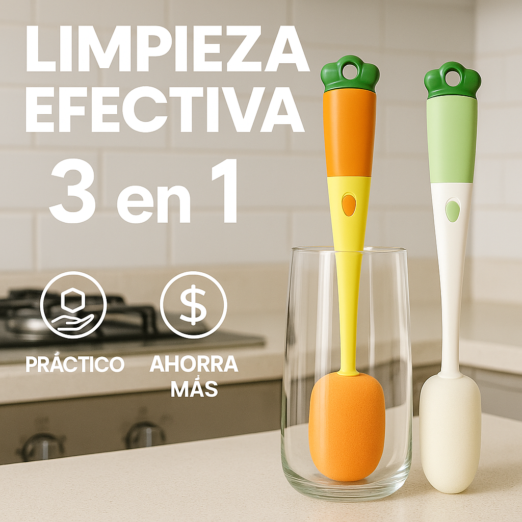 Cepillo 3 en 1 para Termos y Botellas — Limpieza profunda sin esfuerzo