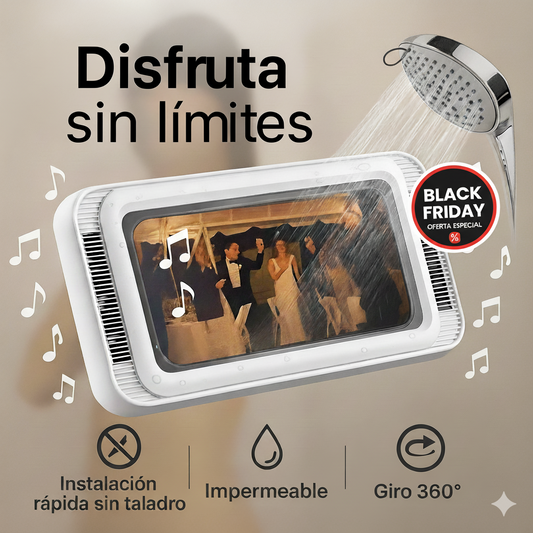 Soporte para celular  Impermeable 360 💦 — Tu celular, a prueba de ducha con sonido 🔊